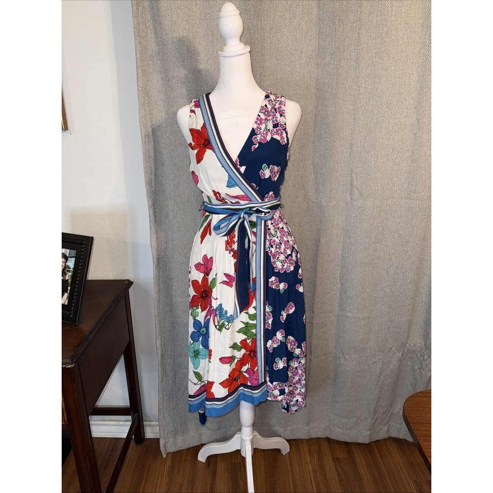 Maeve Anthropologie Botanica Patchwork Dress Women's Size 00 Petite Midi Wrap - Picture 4 of 11
